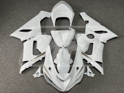 Kawasaki ZX6R 2005-2006 Gloss White with Gold ABS Fairings | Monster Fairings