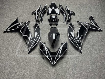 Kawasaki Ninja 650R 2017-2019 Gloss Black & White Outline ABS Fairings | Monster Fairings