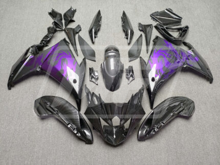 Yamaha FZ6R 2009-2015 Gloss Carbon Fiber Style with Purple Dragon ABS Fairings | Monster Fairings