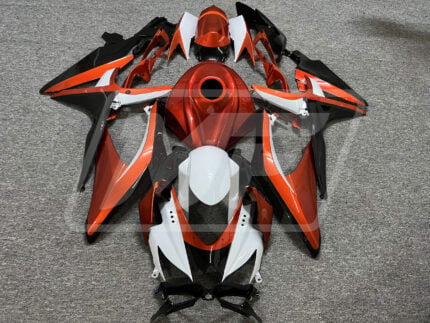 Suzuki GSXR 600-750 2008-2010 Gloss Orange & White with Black ABS Fairings | Monster Fairings