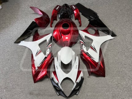 Suzuki GSXR 1000 2007-2008 Gloss Red with White & Black ABS Fairings | Monster Fairings