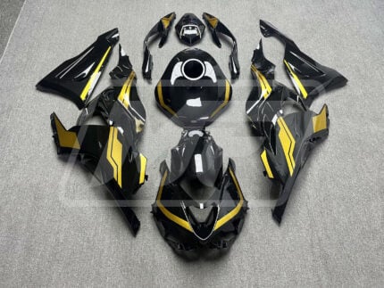 Kawasaki ZX6R 2024-2027 Gloss Metallic Black & Gold ABS Fairings | Monster Fairings