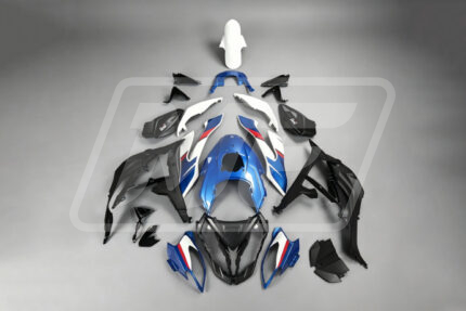 BMW S1000XR 2015-2019 Gloss Blue & White with Red ABS Fairings | Monster Fairings