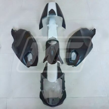 Ducati 696/796/1100 Matte Black with White ABS Fairings | Monster Fairings