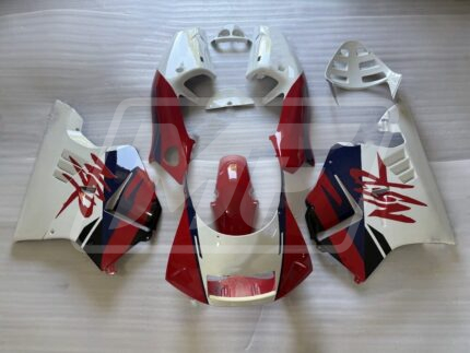 Honda NSR250 1994-1999 Gloss White & Red with Blue ABS Fairings | Monster Fairings
