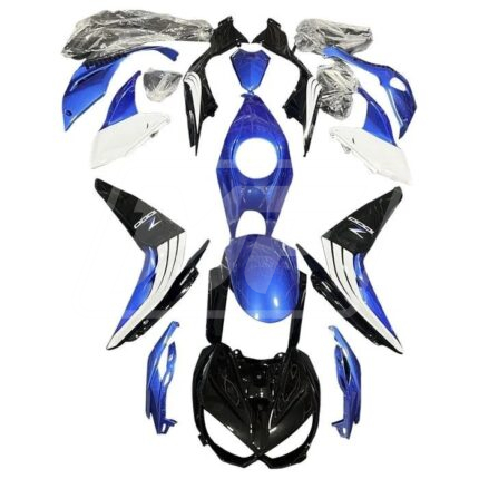 Kawasaki Z1000 2014-2017 Gloss Blue & Black with White ABS Fairings | Monster Fairings