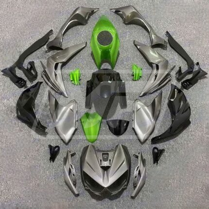 Kawasaki Z1000 2014-2017 Matte Grey with Green ABS Fairings | Monster Fairings