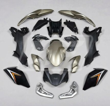 Kawasaki Z650 2017-2019 Matte Black & Gold with Orange ABS Fairings | Monster Fairings