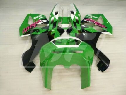 Kawasaki ZX6R 1994-1997 Gloss Green & Black with Pink ABS Fairings | Monster Fairings